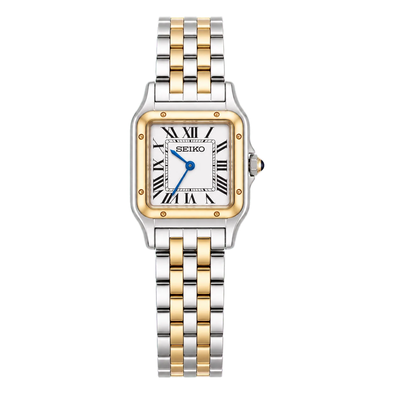 Seiko Mod Square Watch - Two-Tone Gold & Silver Roman Numeral Dress Watch (36mm)