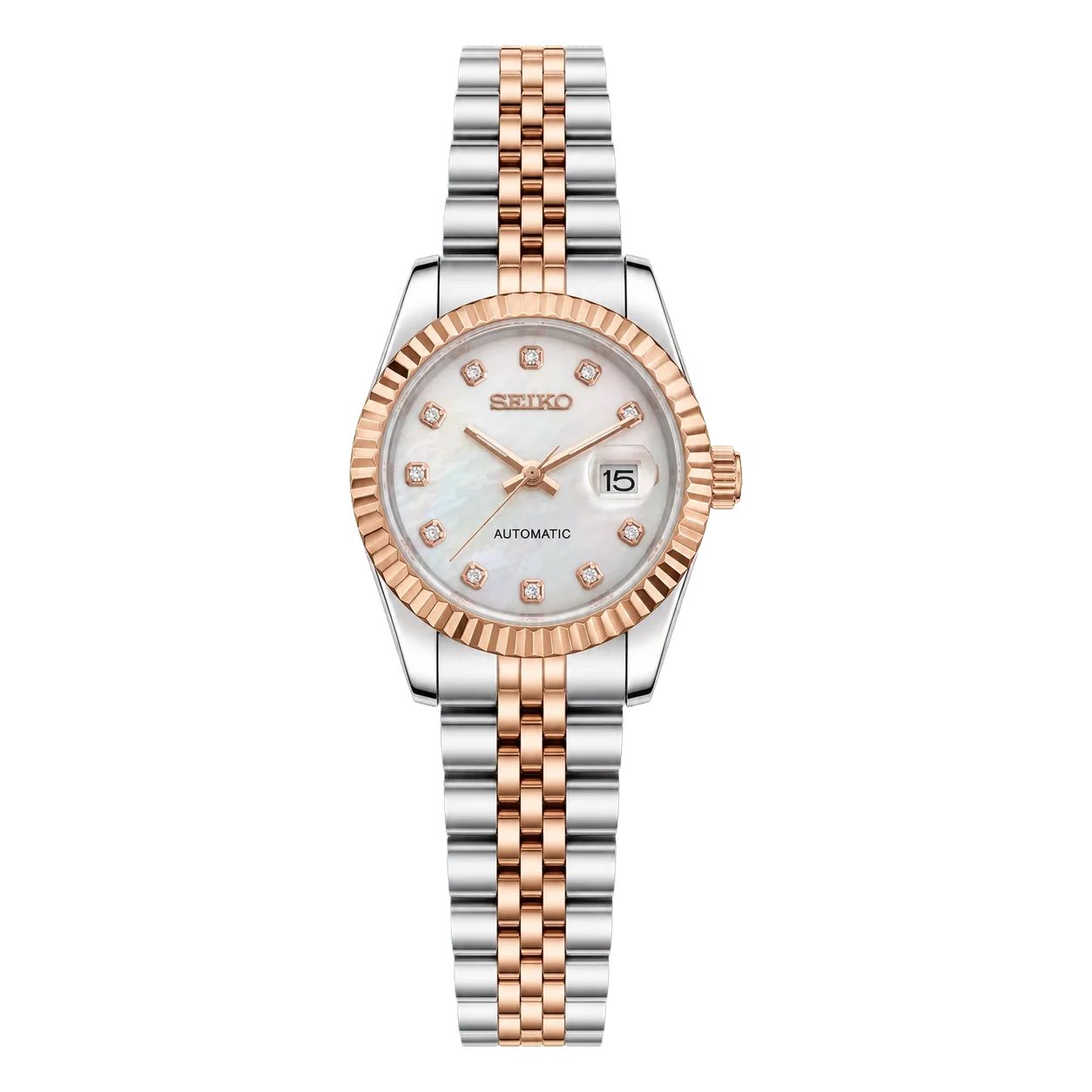 Custom Seiko Mod Datejust Two-Tone Rose Gold & mother-of-pearl 36mm
