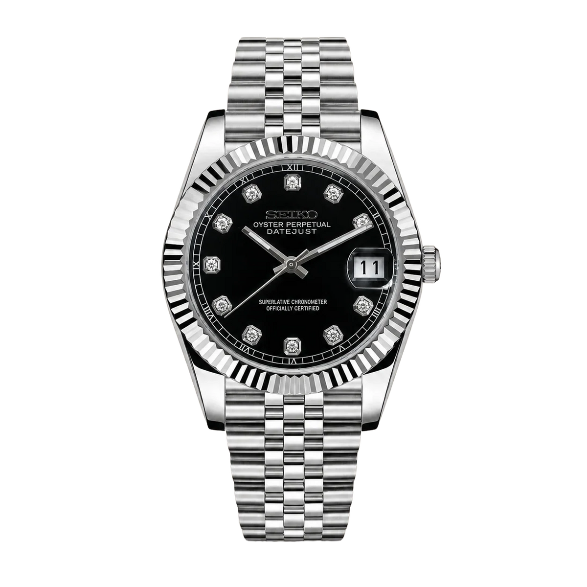 Datejust Black Diamond Seiko Mod Watch | Luxury Watch
